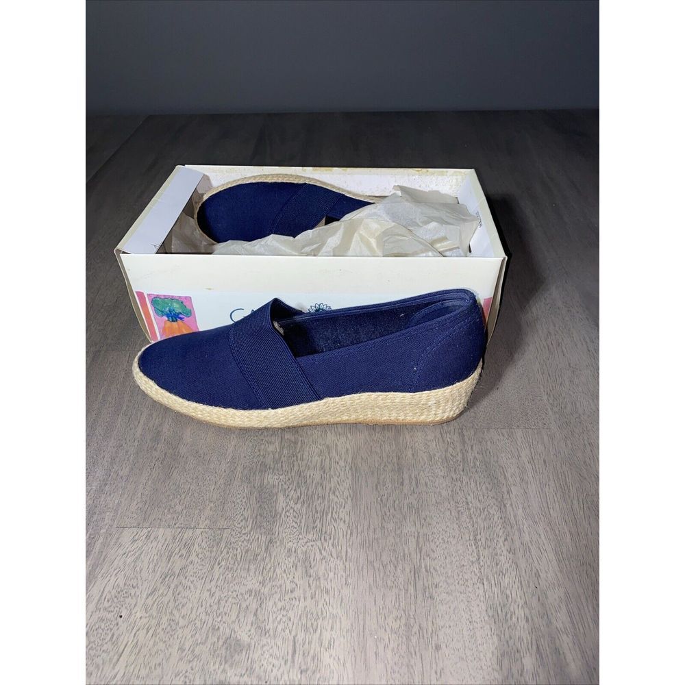 Garden Spots Shoes Womens 9 M All Day Comfort Wedge Espadrille‎ Loafers Blue